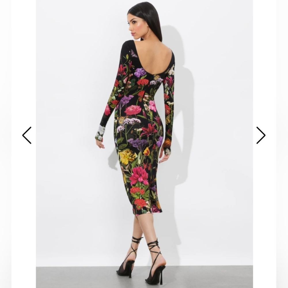 Alice + Olivia Delora Scoopneck Midi Dress 2 - Picture 3 of 8